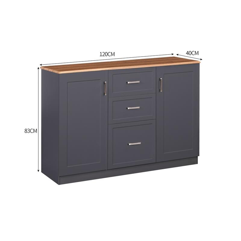 GINEVRA CREDENZA 2A + 3C GRIGIA TOP NOCE 120X40X82,5 CM