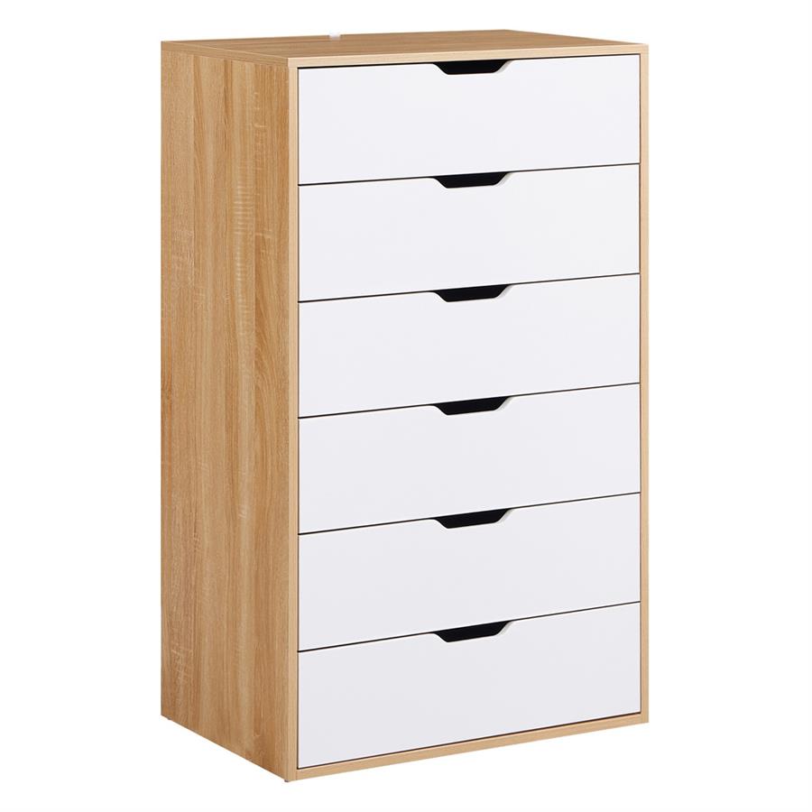 SKY CASSETTIERA 6 CASSETTI BIANCO/ROVERE 68X40X115 CM