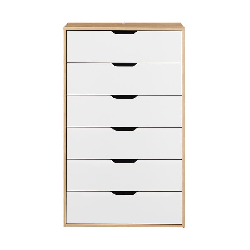 SKY CASSETTIERA 6 CASSETTI BIANCO/ROVERE 68X40X115 CM