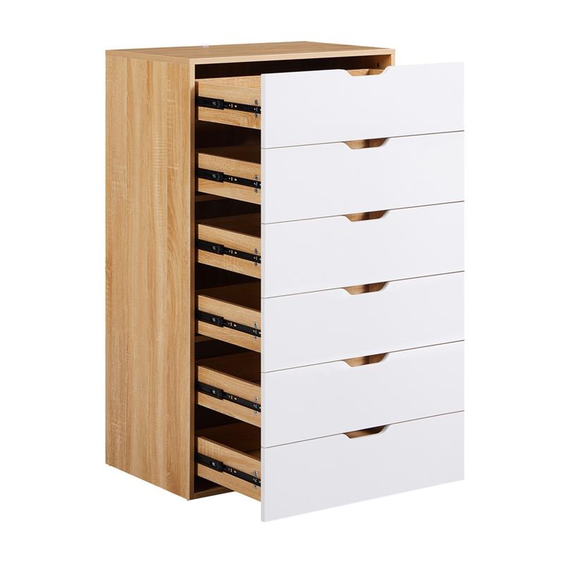 SKY CASSETTIERA 6 CASSETTI BIANCO/ROVERE 68X40X115 CM