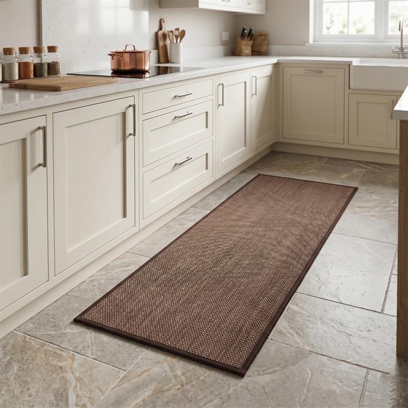 Tappeto antiscivolo marrone 45x120 trama intrecciata