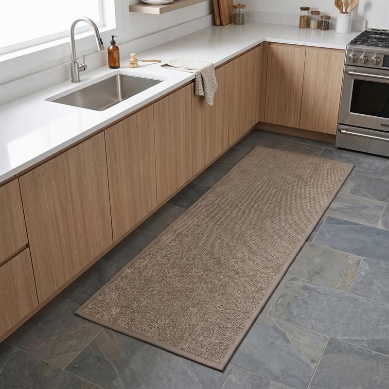 Tappeto antiscivolo beige 50x120 effetto lino
