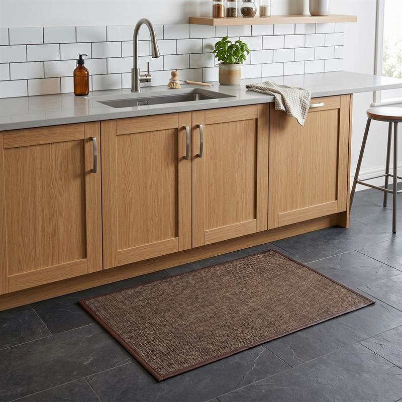 Tappeto antiscivolo marrone 50x80 effetto lino