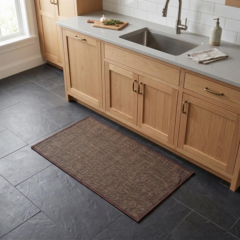 Tappeto antiscivolo marrone 60x90 effetto lino