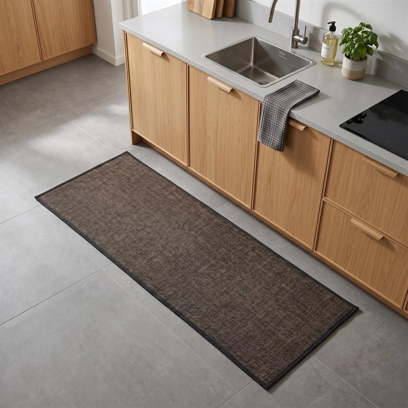 Tappeto antiscivolo marrone 50x120 effetto lino