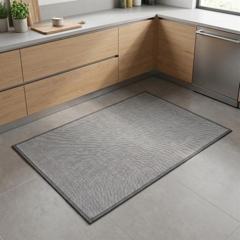 Tappeto antiscivolo grigio 60x90 effetto lino