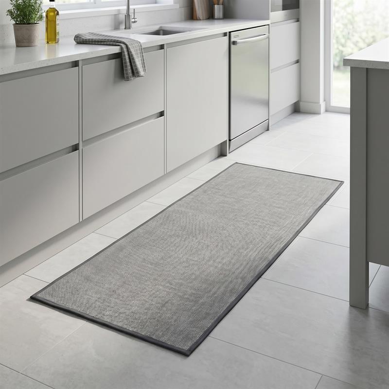 Tappeto antiscivolo grigio 50x120 effetto lino