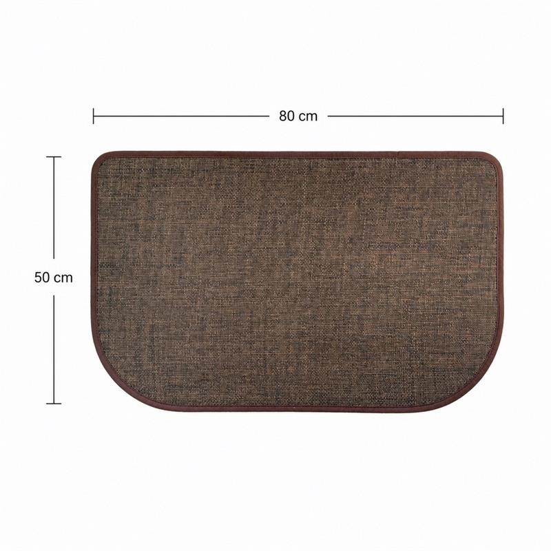Tappeto antiscivolo marrone stondato 50x80 effetto lino
