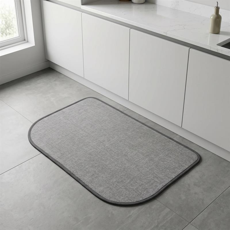 Tappeto antiscivolo grigio stondato 50x80 effetto lino