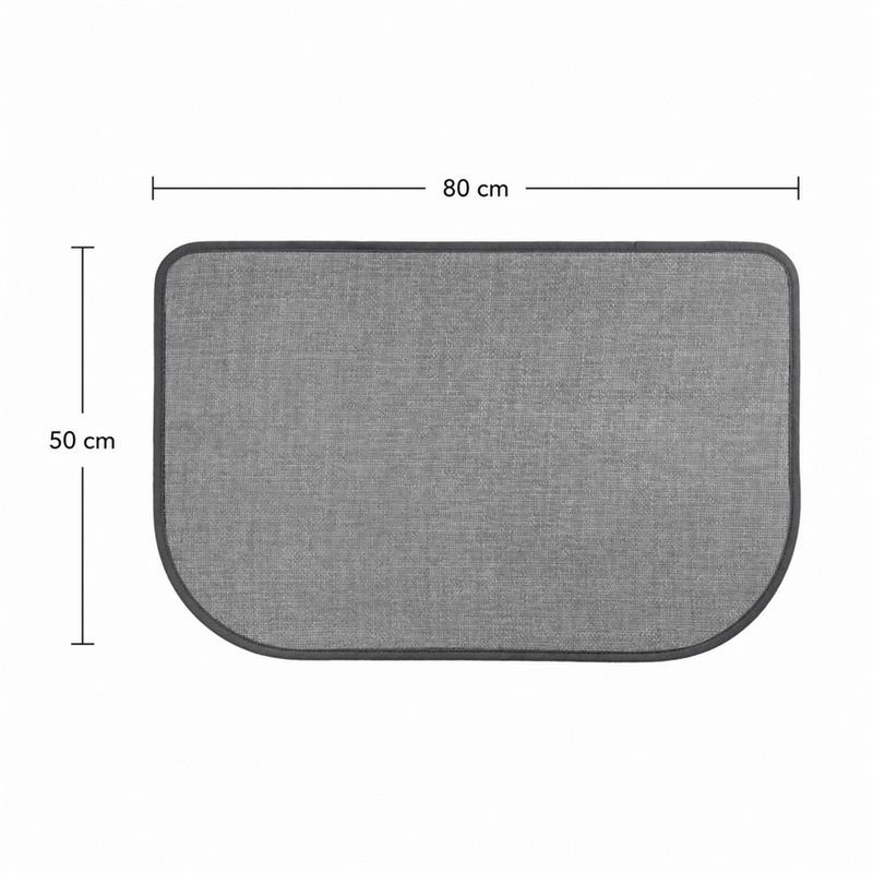 Tappeto antiscivolo grigio stondato 50x80 effetto lino