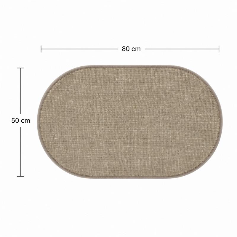 Tappeto antiscivolo ovale beige 50x80 effetto lino