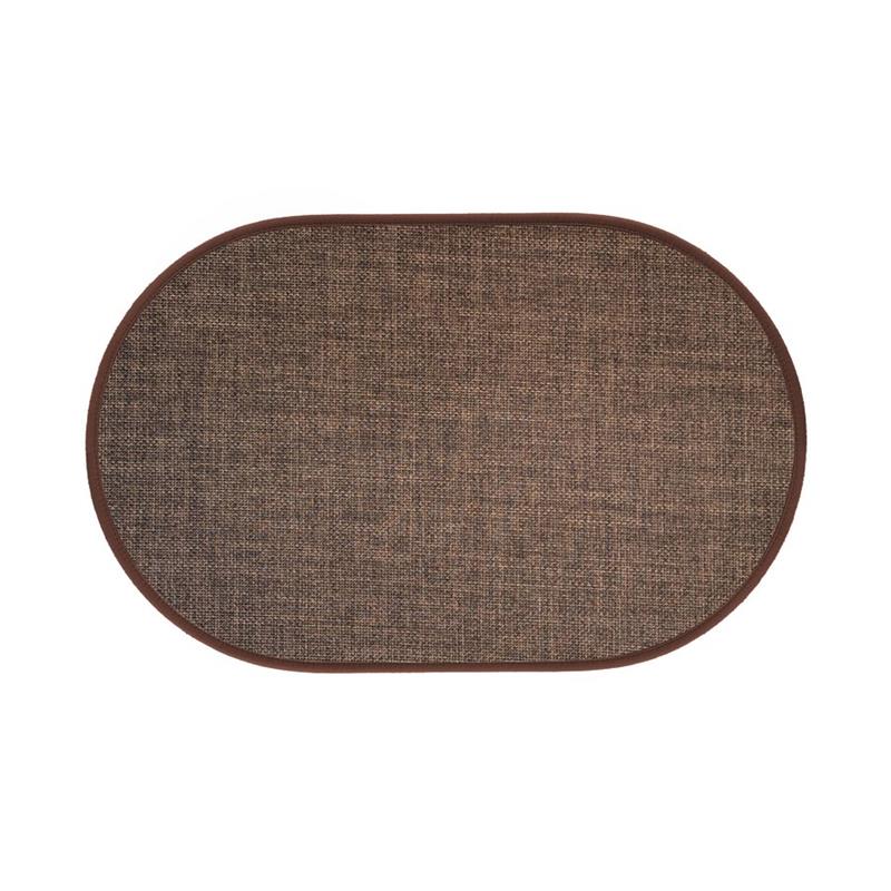 TAPPETO ANTISC. EFFETTO LINO OVALE 50X80 MARRONE