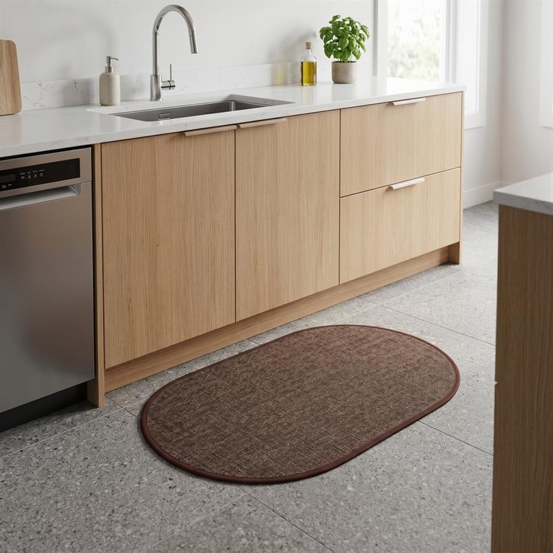 Tappeto antiscivolo ovale marrone 50x80 effetto lino