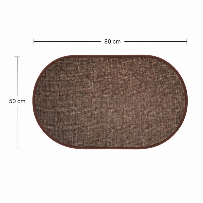 Tappeto antiscivolo ovale marrone 50x80 effetto lino