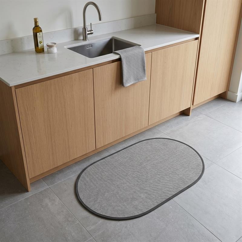 Tappeto antiscivolo ovale grigio 50x80 effetto lino