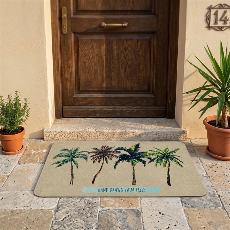 Tappeto antiscivolo 50x80 stampa palme effetto lino