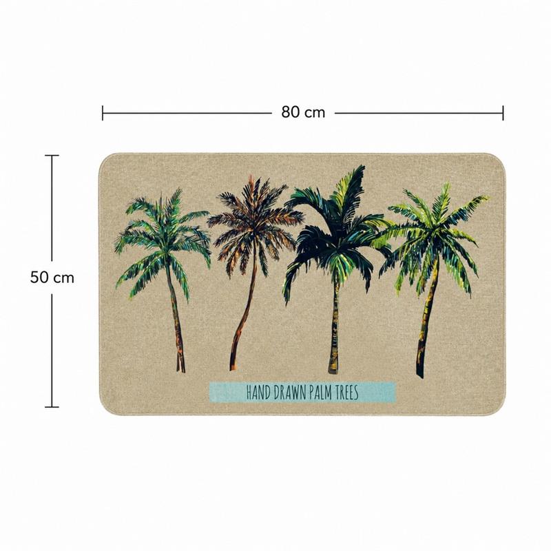 Tappeto antiscivolo 50x80 stampa palme effetto lino