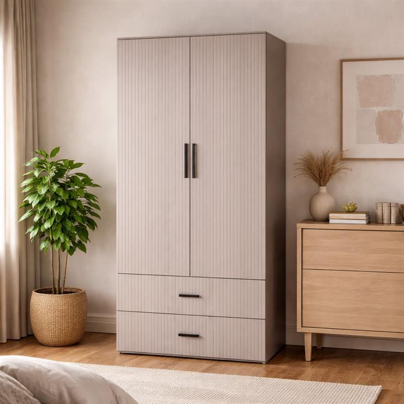 TRAMA ARMADIO CANNETTATO 2 CASSETTI TORTORA