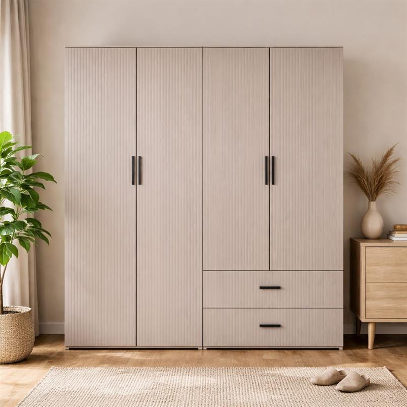 TRAMA ARMADIO CANNETTATO 2 CASSETTI TORTORA