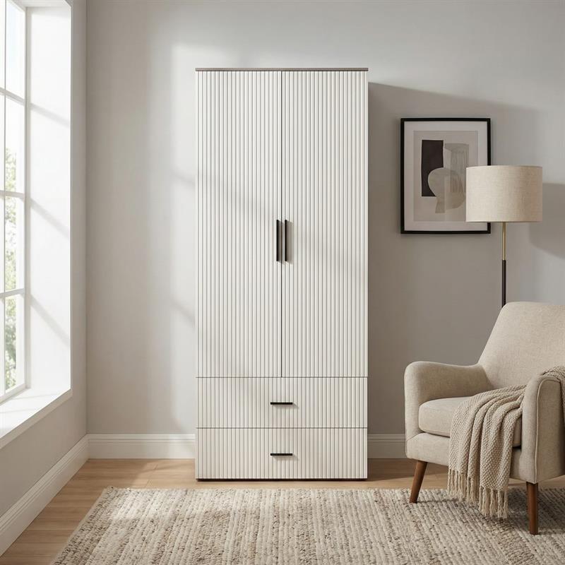 TRAMA ARMADIO CANNETTATO 2 CASSETTI AVORIO