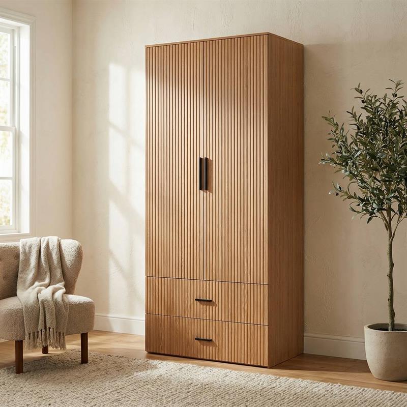 TRAMA ARMADIO CANNETTATO 2 CASSETTI ROVERE