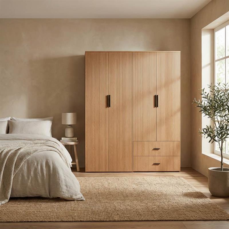 TRAMA ARMADIO CANNETTATO 2 CASSETTI ROVERE