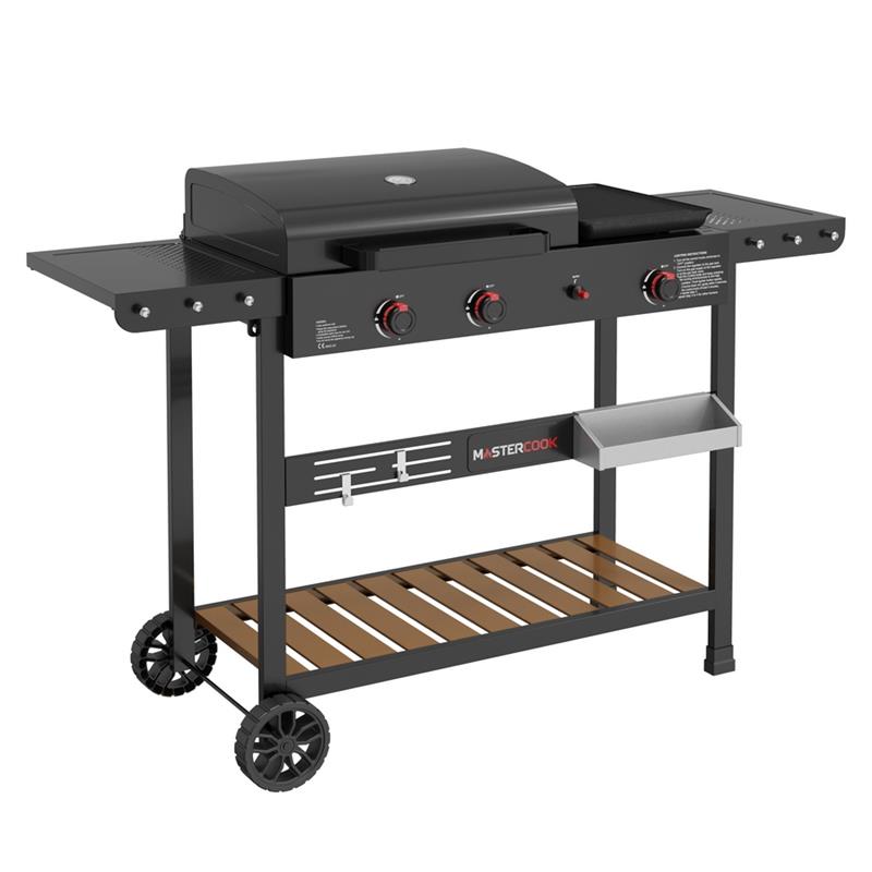 Barbecue a gas multifunzione con griglia e piastra in ghisa Alex Acciaio