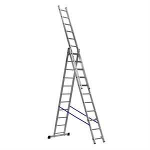 Scala tripla  in alluminio professionale 3x11  con base stabilizzatrice