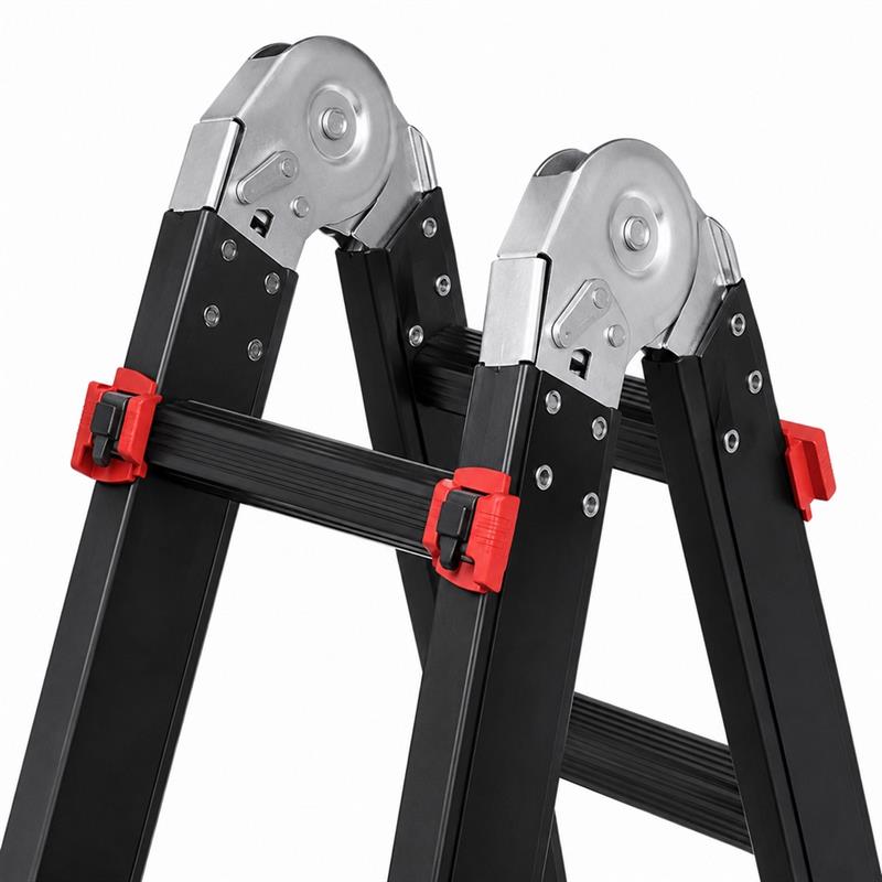 Scala telescopica multifunzione 4+4 pioli nera portata 150 kg