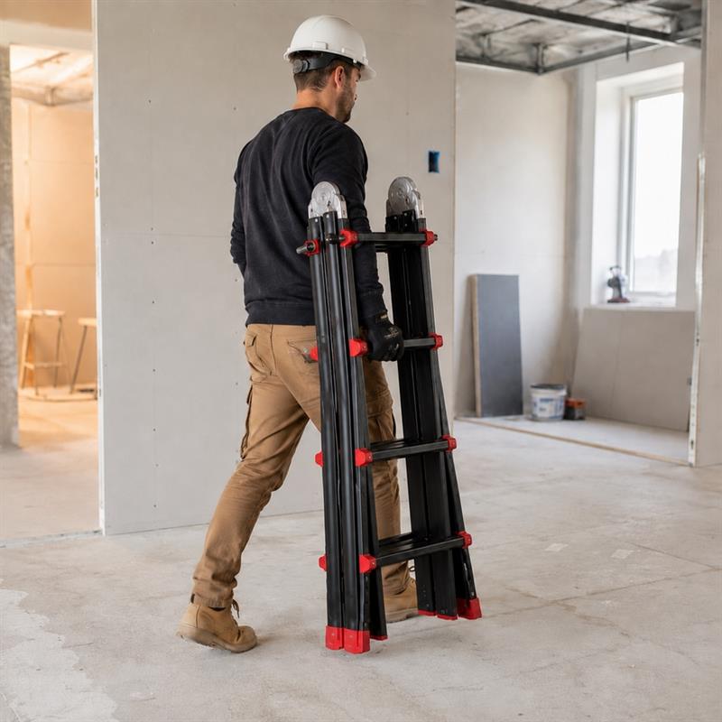 Scala telescopica multifunzione 5+5 pioli nera portata 150 kg