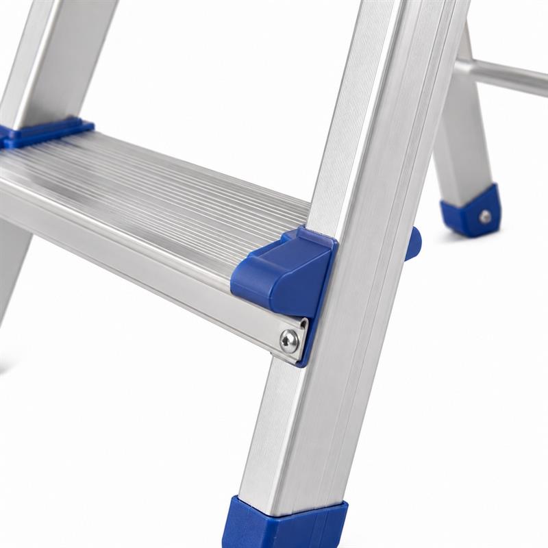 Scala sgabello in  alluminio 2 gradini antiscivolo con Corrimano largo 60 cm