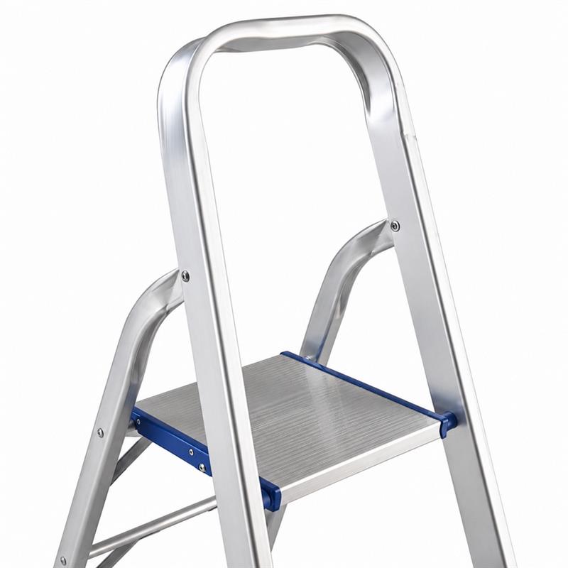 Scala sgabello in  alluminio 2 gradini antiscivolo con Corrimano largo 60 cm