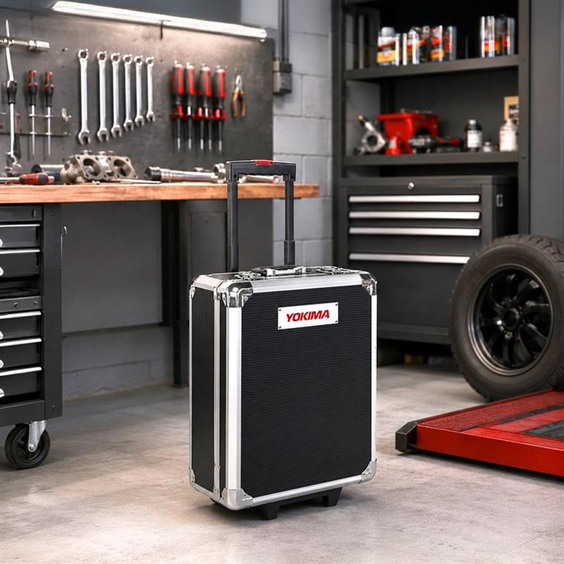 Valigia trolley attrezzi 318 pezzi in alluminio con ruote e manico telescopico