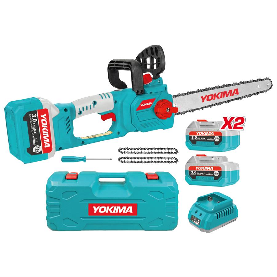 MOTOSEGA A BATTERIA 21V BRUSHLESS 2 BATTERIE 3AH LAMA 304 MM