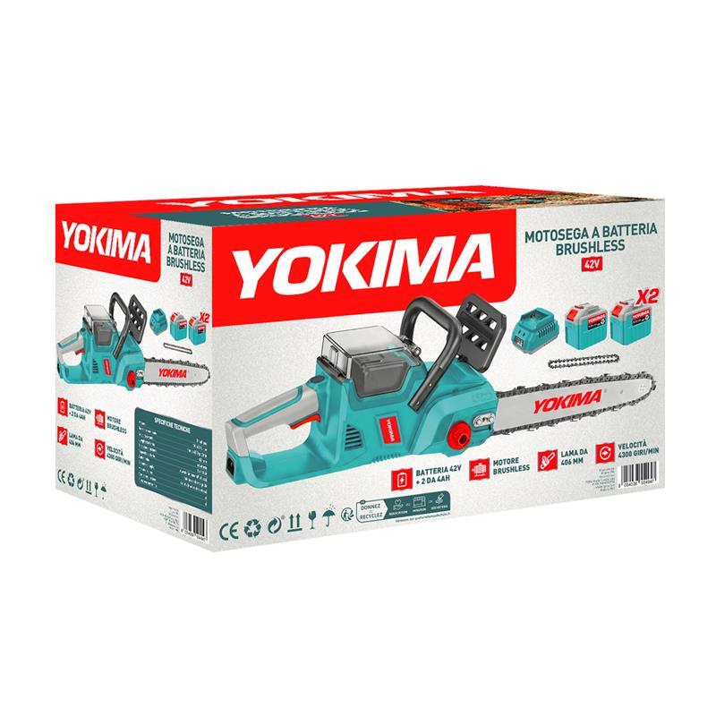 MOTOSEGA A BATTERIA 42V BRUSHLESS 2 BATTERIE 4AH LAMA 406 MM