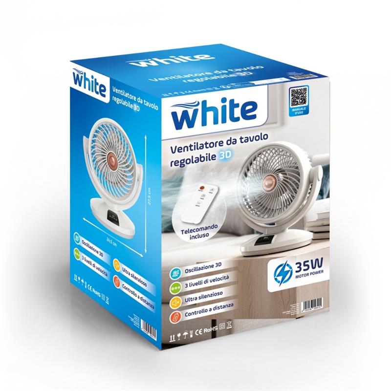WHITE VENTILATORE DA TAVOLO ARION