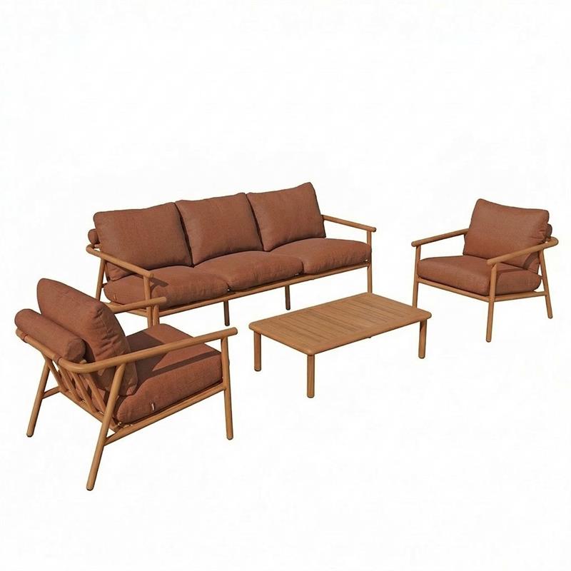 NAYARA SET ALLUMINIO EFFETTO LEGNO 5 POSTI TERRACOTTA
