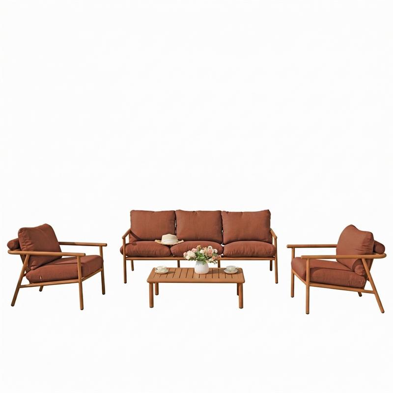 NAYARA SET ALLUMINIO EFFETTO LEGNO 5 POSTI TERRACOTTA