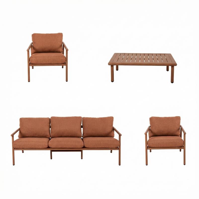 NAYARA SET ALLUMINIO EFFETTO LEGNO 5 POSTI TERRACOTTA