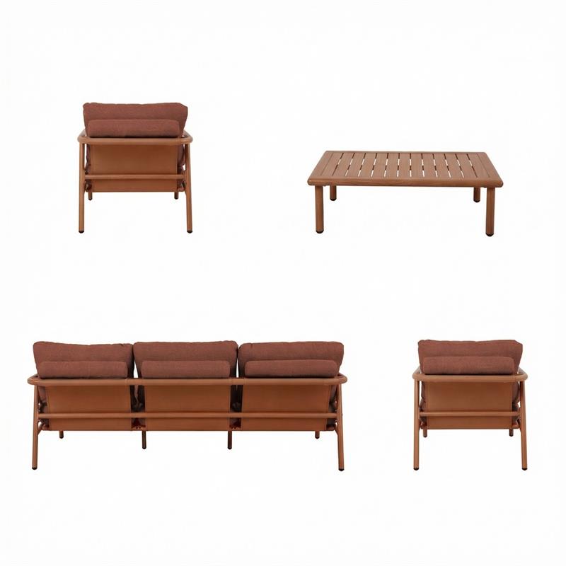 NAYARA SET ALLUMINIO EFFETTO LEGNO 5 POSTI TERRACOTTA