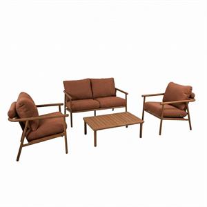 NAYARA SET ALLUMINIO EFFETTO LEGNO 4 POSTI TERRACOTTA