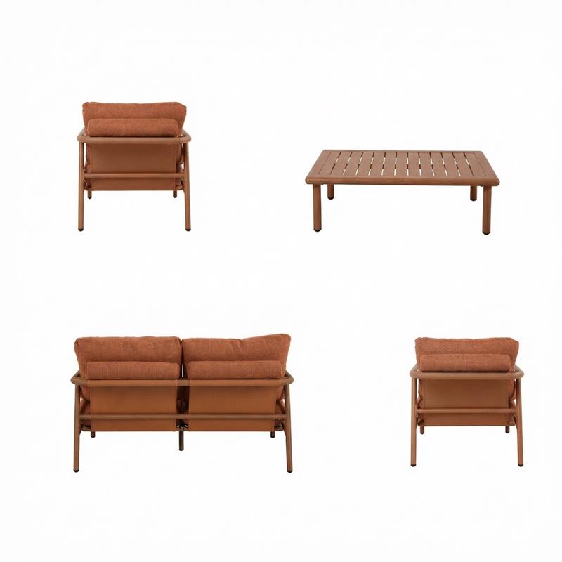 NAYARA SET ALLUMINIO EFFETTO LEGNO 4 POSTI TERRACOTTA