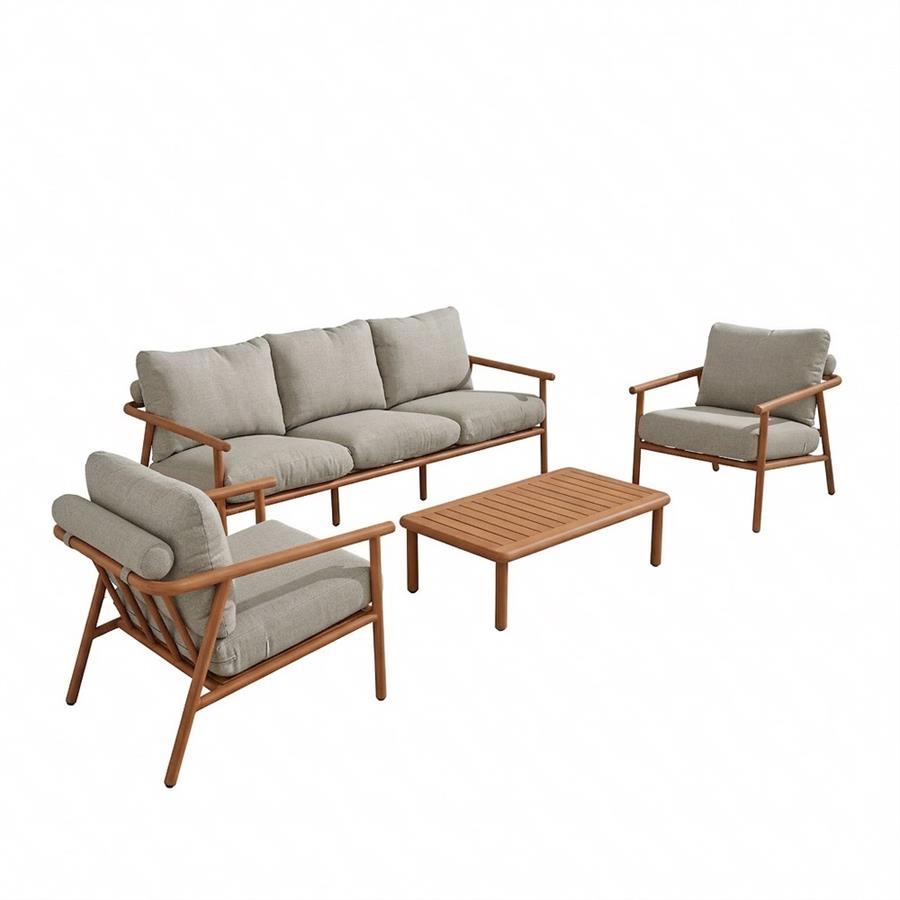 NAYARA SET ALLUMINIO EFFETTO LEGNO 5 POSTI BEIGE