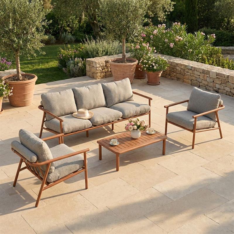 NAYARA SET ALLUMINIO EFFETTO LEGNO 5 POSTI BEIGE