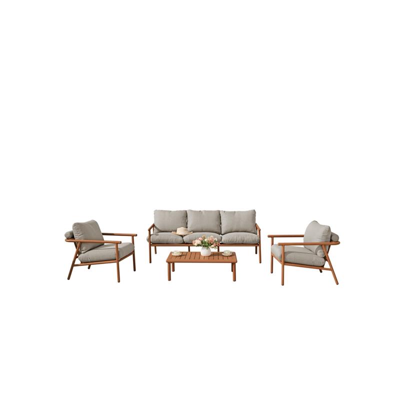 NAYARA SET ALLUMINIO EFFETTO LEGNO 5 POSTI BEIGE