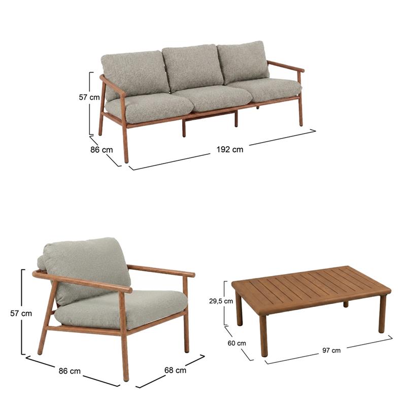 NAYARA SET ALLUMINIO EFFETTO LEGNO 5 POSTI BEIGE