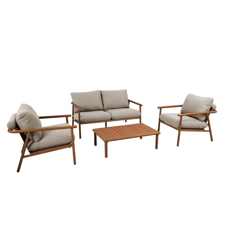 NAYARA SET ALLUMINIO EFFETTO LEGNO 4 POSTI BEIGE