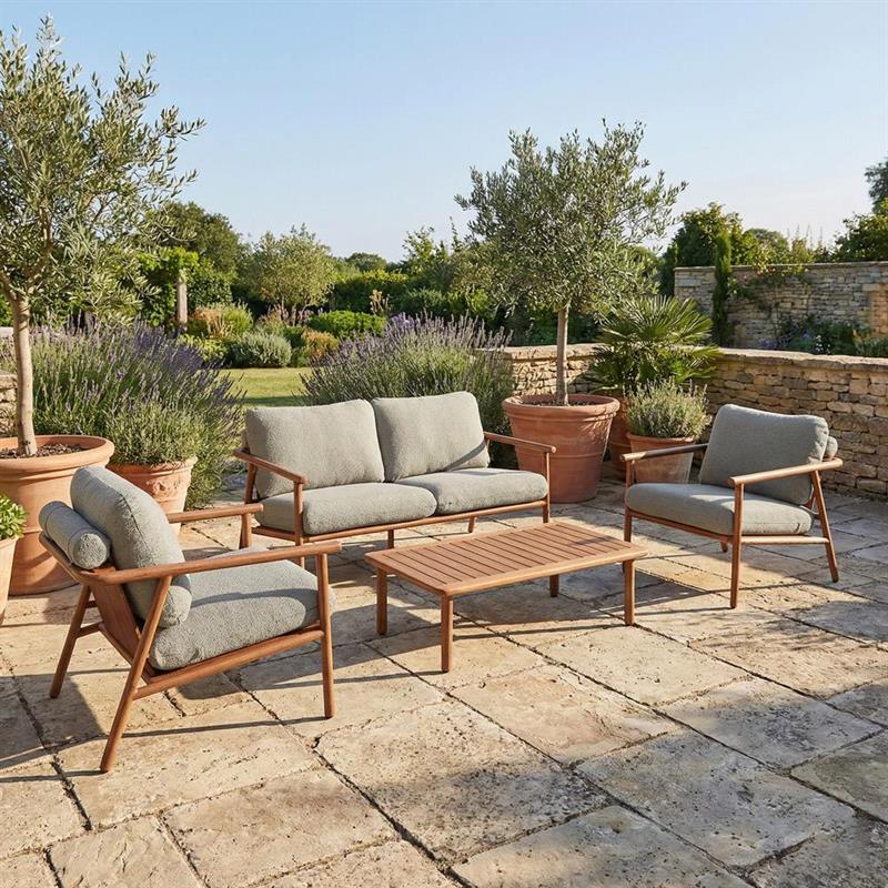 NAYARA SET ALLUMINIO EFFETTO LEGNO 4 POSTI BEIGE