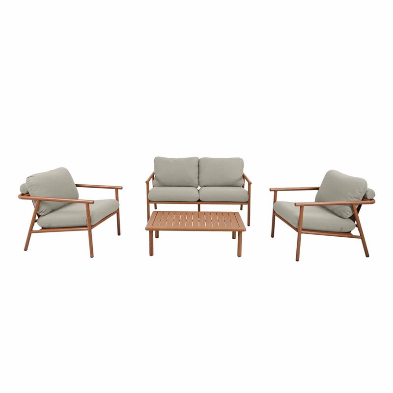 NAYARA SET ALLUMINIO EFFETTO LEGNO 4 POSTI BEIGE