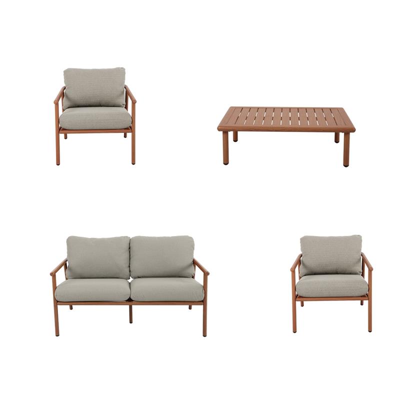 NAYARA SET ALLUMINIO EFFETTO LEGNO 4 POSTI BEIGE